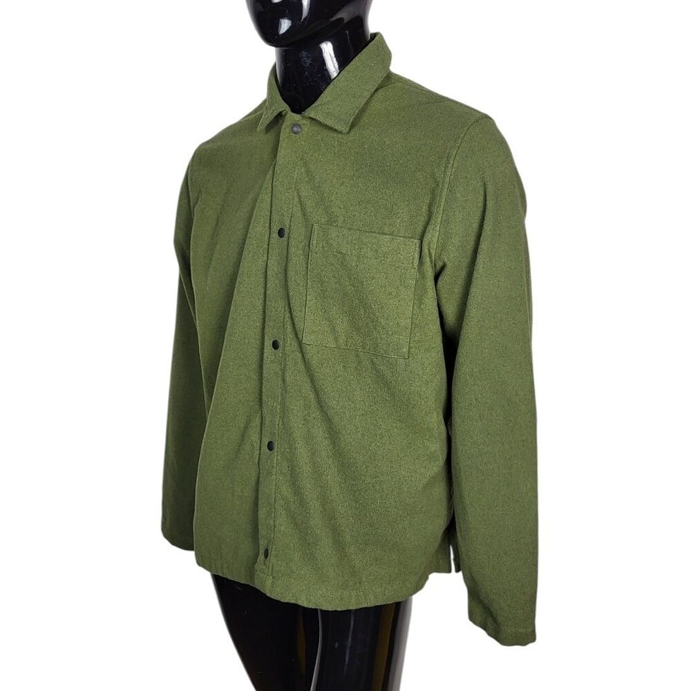 Vintage GAP Olive Green Wool Blend Snap Front Long Sleeve Flannel Shacket Large